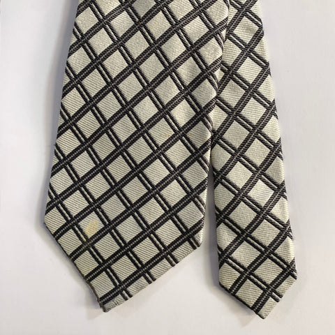 GIORGIO ARMANI Silver Grey Plaid Silk Tie