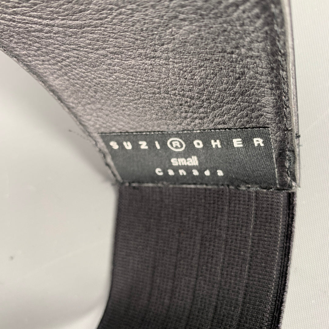 SUZI ROHER Waist Size S Black Gold Mixed Materials Suede Leather Stretch Belt