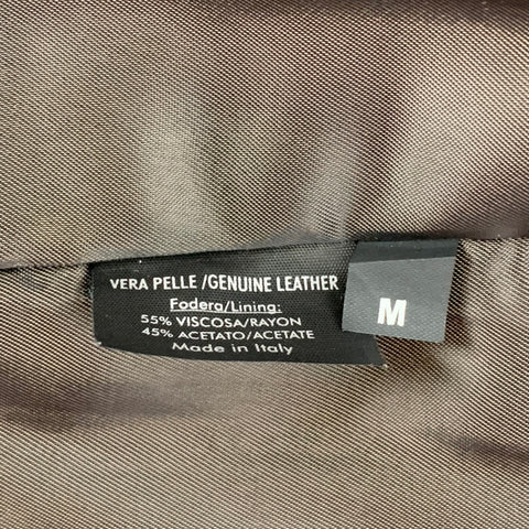 NEIL BARRETT Size M Dark Brown Leather Double Breasted Coat