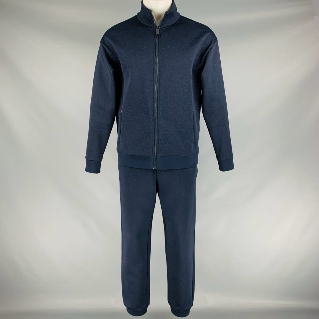 LOUIS VUITTON Size M -Technical Tracksuit- Navy Monogram Zip Up