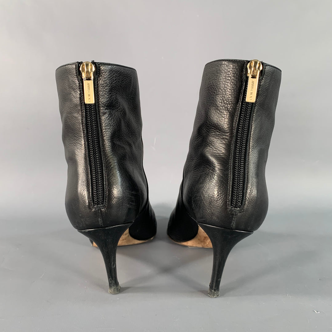 JIMMY CHOO Size 8 Black Leather Pebble Grain Back Zip Boots