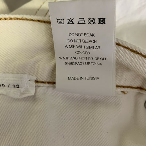SUNFLOWER Size 30 Cream Gold Contrast Stitch Cotton Button Fly Jeans