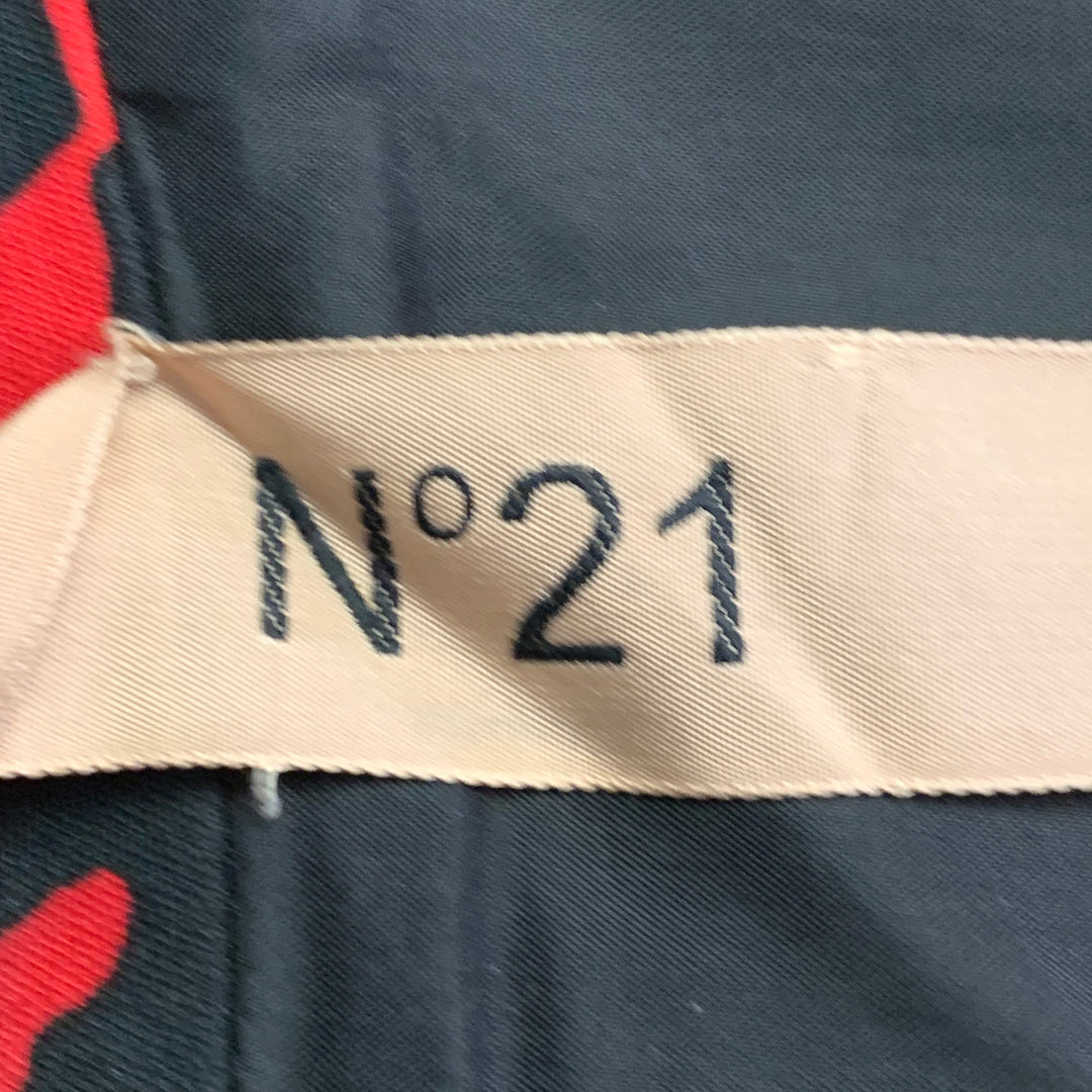 No. 21 Size 8 Red Black Viscose Animal Print Pencil Midi Skirt