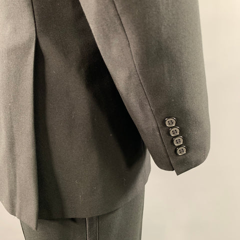 YVES SAINT LAURENT Chest Size 42 Black Solid Notch Lapel 36 31 Tuxedo