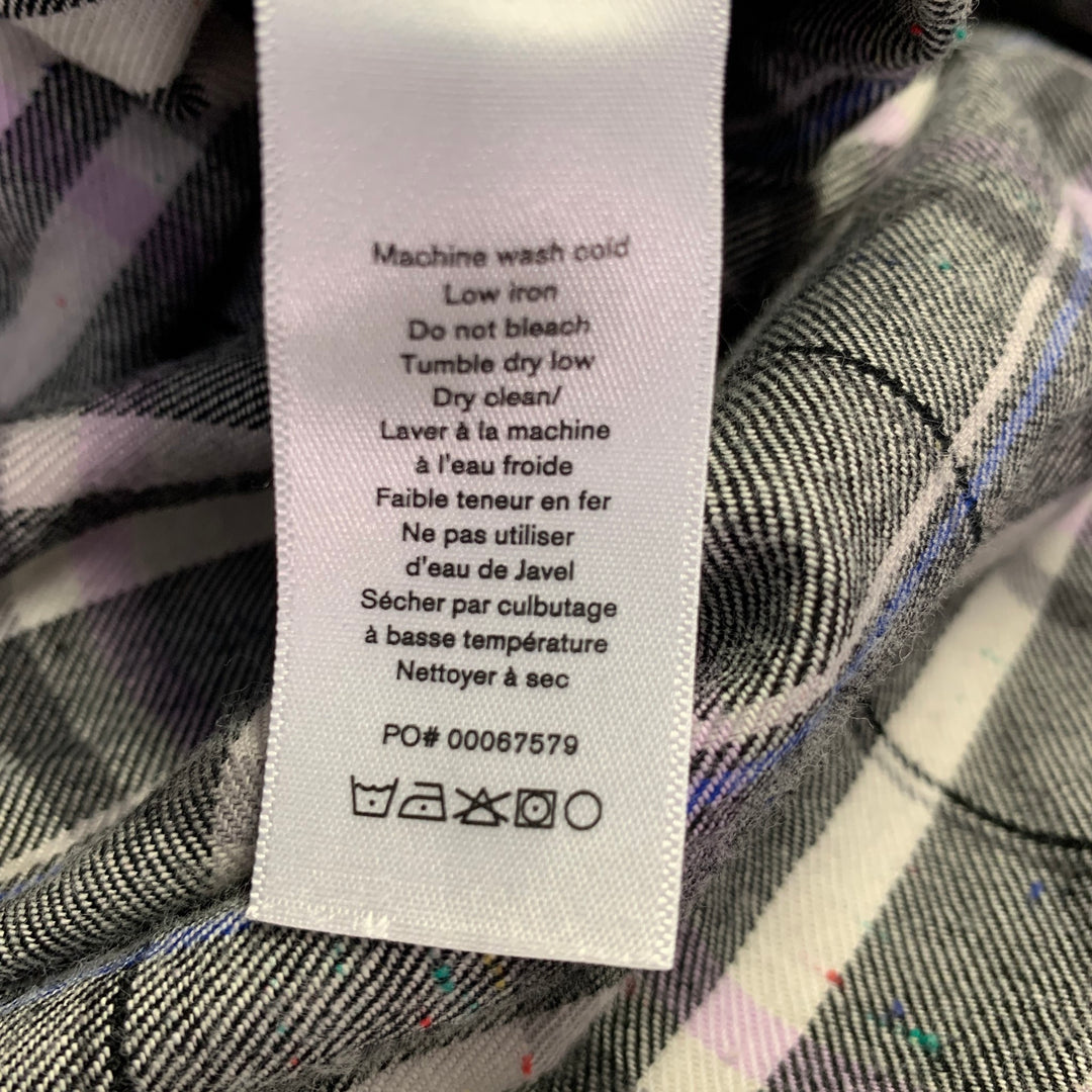 RAG & BONE Size S Black White & Purple Plaid Pointed Collar Long Sleeve Shirt