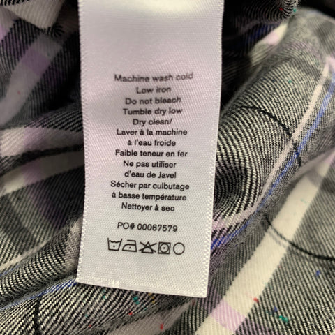 RAG & BONE Size S Black White & Purple Plaid Pointed Collar Long Sleeve Shirt