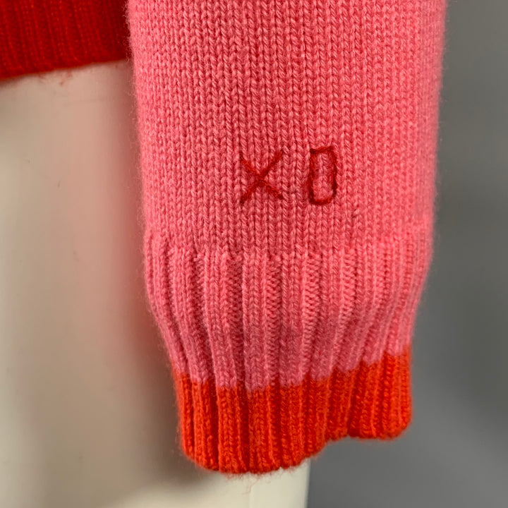 FRANCES VALENTINE Size XS Pink Orange Wool Blend Knitted Cardigan