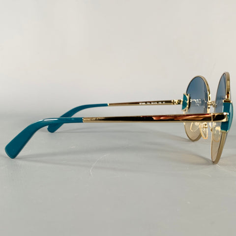 SALVATORE FERRAGAMO Gold Cobalt Metal Sunglasses