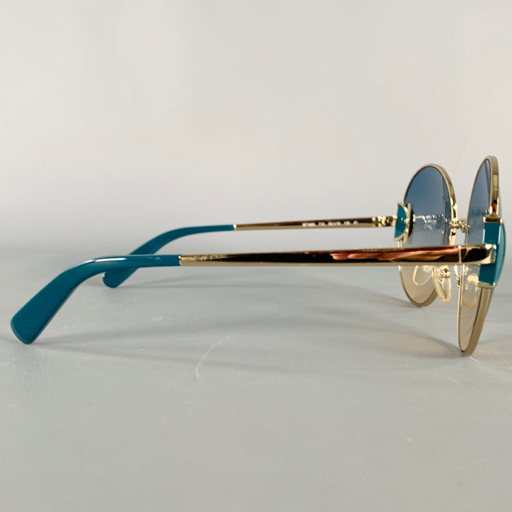 SALVATORE FERRAGAMO Gold Cobalt Metal Sunglasses