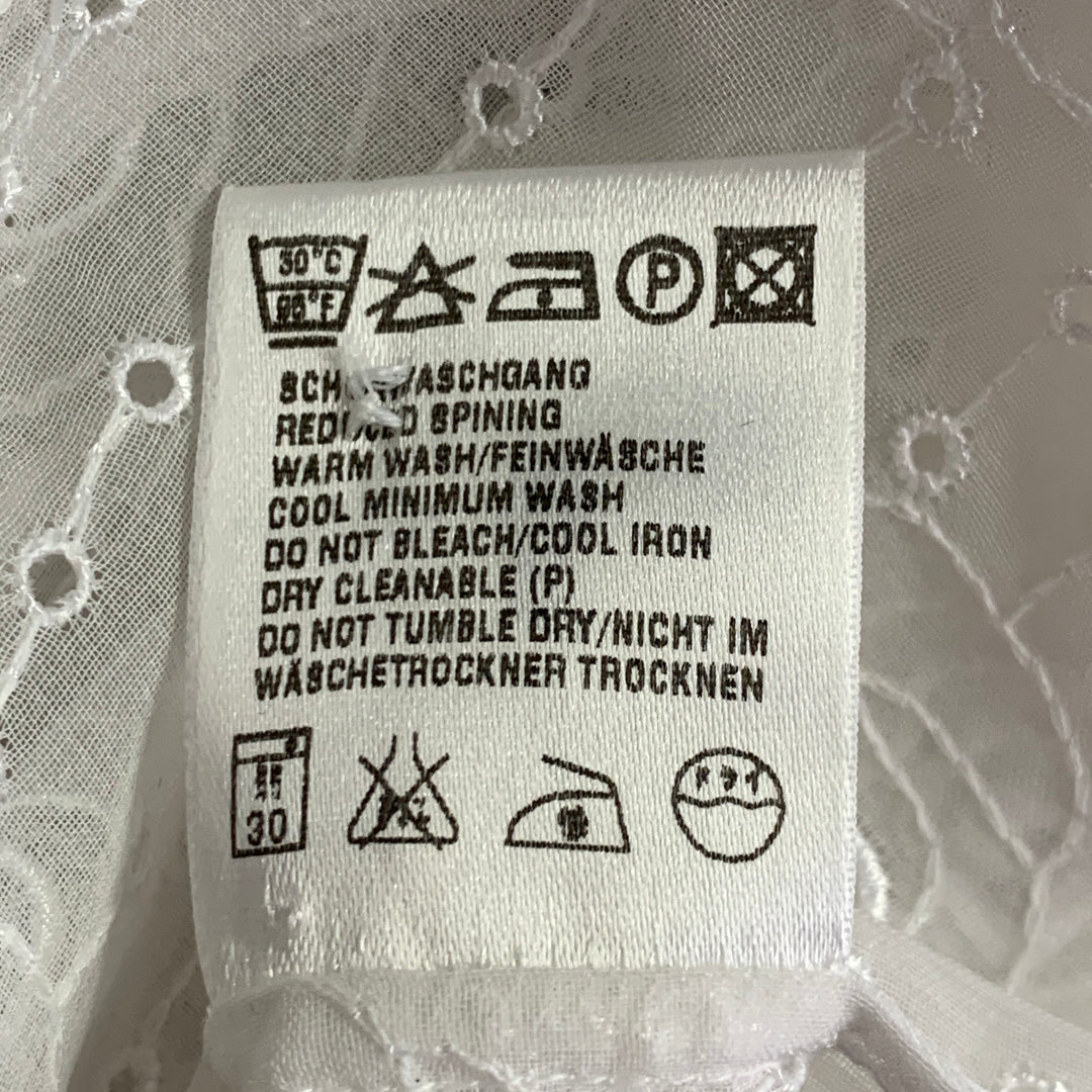 ESCADA Size M Cream Polyester Eyelet Button Up Shirt