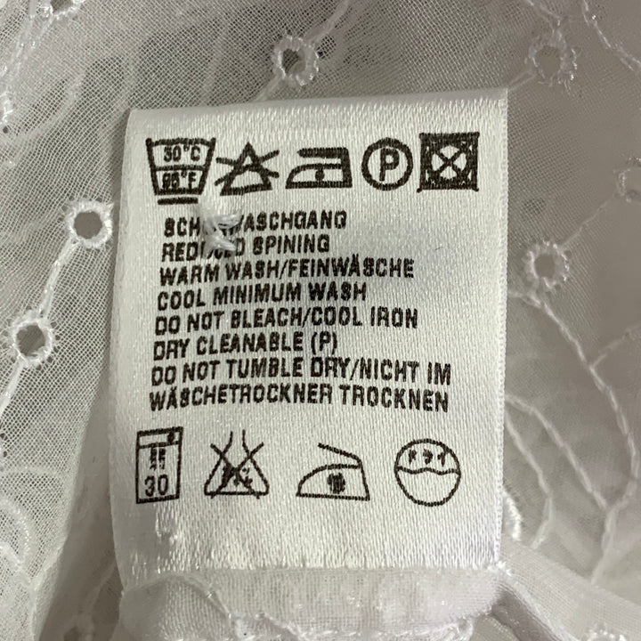 ESCADA Size M Cream Polyester Eyelet Button Up Shirt