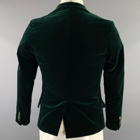 DRIES VAN NOTEN Size 36 Green Emerald Velvet Cotton Sport Coat