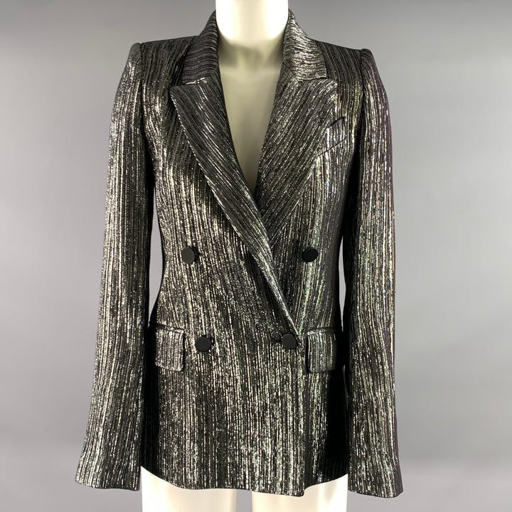 ISABEL MARANT Size 2 Black Silver Viscose Polyester Jacket
