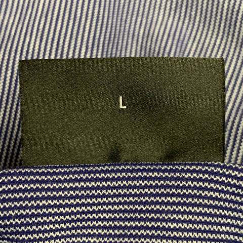 EMPORIO ARMANI Taille L Chemise Manches Longues Bleue Blanche Mélange Polyamide Motif Zig Zag