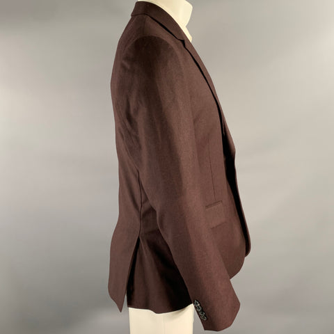 PAUL SMITH Chest Size 42 Burgundy Heather Wool Cashmere Notch Lapel Sport Coat