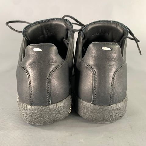 MAISON MARGIELA Size 8 Silver Black Glitter Lace Up Sneakers