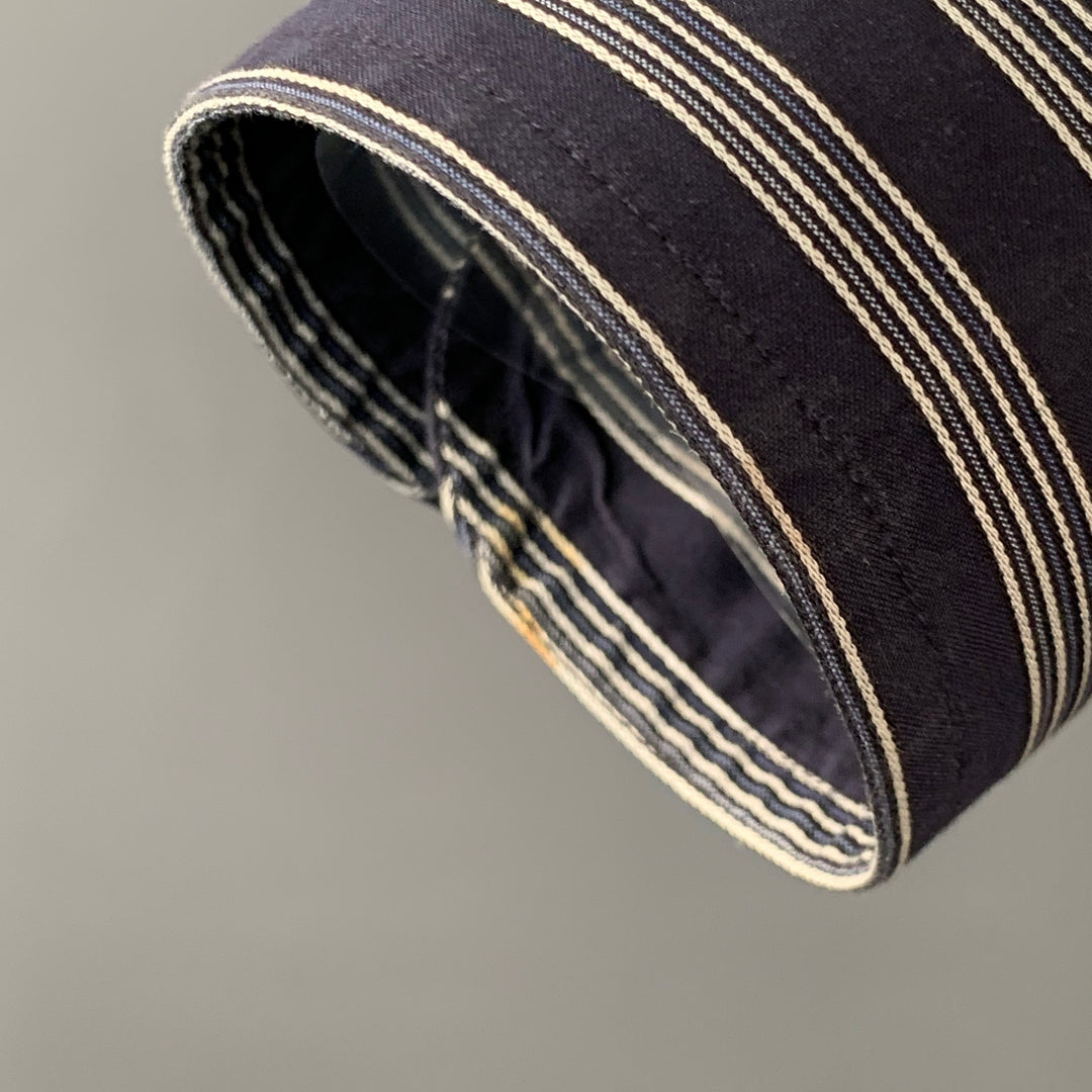 DOLCE & GABBANA Size S Navy White Stripe Cotton One Pocket Long Sleeve Shirt