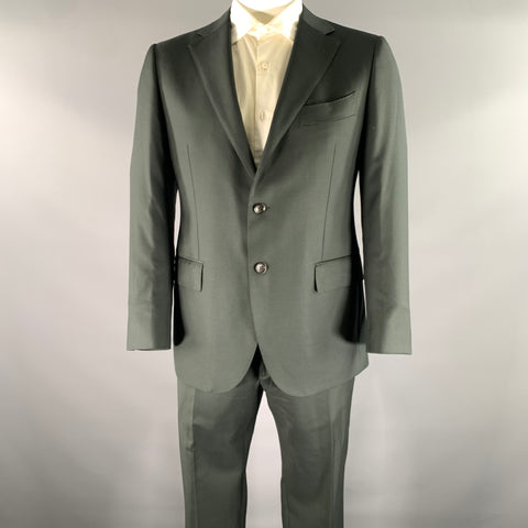 VITALE BARBERIS CANONICO Size 42 Grey Green Wool 3 Piece Suit