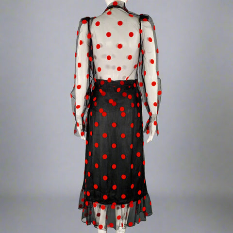 JIL STUART Size 2 Black Red Polyester Blend Polka Dot Bow Set