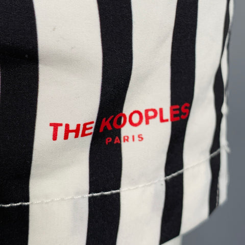 THE KOOPLES Size S White Black Stripe Polyester Drawstring Swim Trunks