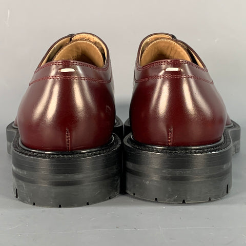 MAISON MARGIELA Size 10 Burgundy Leather Tabi Lug Sole Lace-up Derby Shoes