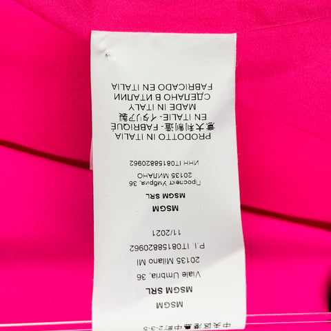 MSGM Size 2 Pink Wool Blend Peak Lapel Single Button Jacket Blazer