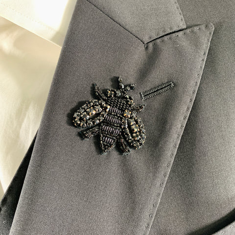 DOLCE & GABBANA Martini Size 42 Black Virgin Wool Double Breasted Crystal Accents 3 Piece Suit