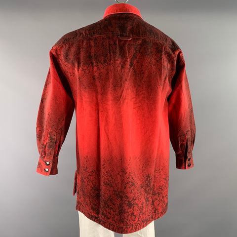 MARCELL VON BERLIN Chest Size M Size M Red Black Distressed Cotton Denim Jacket