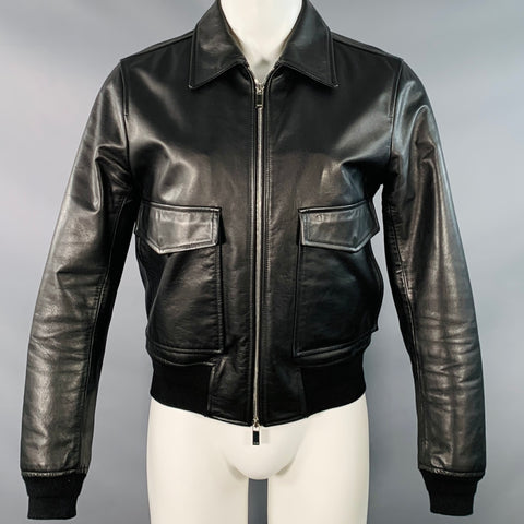 DIOR HOMME Size M Black Leather Two Pockets Bomber Jacket