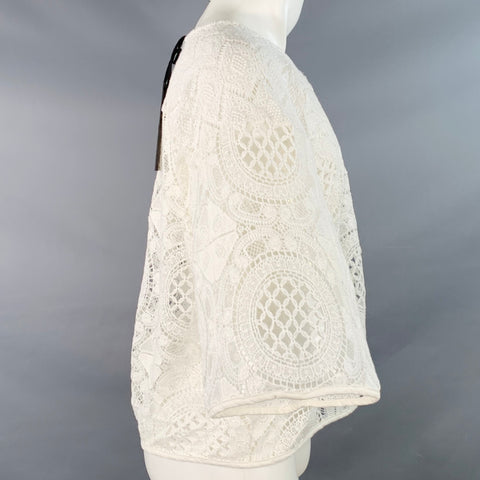 EARTHLING VIP Size M White Lace Cropped T-shirt