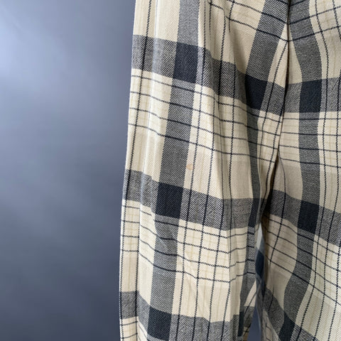 RRL by RALPH LAUREN Size L Grey Taupe Plaid Cotton Two Pockets Long Sleeve Shirt