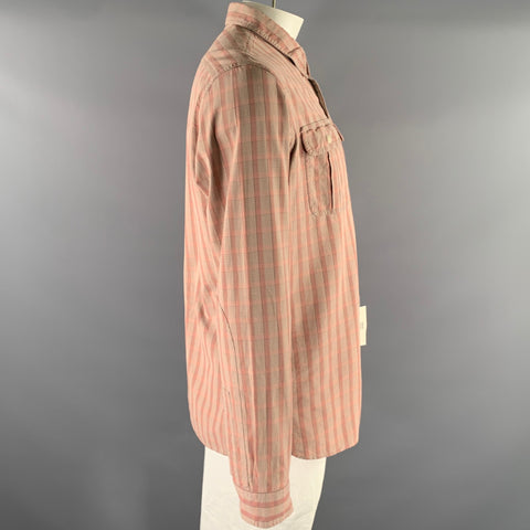 RRL by RALPH LAUREN Size XL Pink Grey Plaid Cotton Long Sleeve Shirt