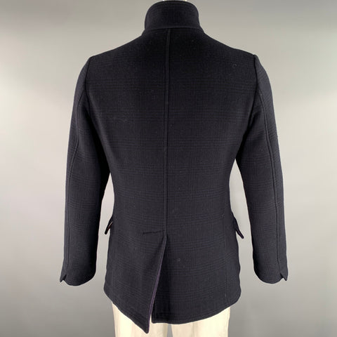 ETRO Size M Navy Plaid Wool Utility Coat