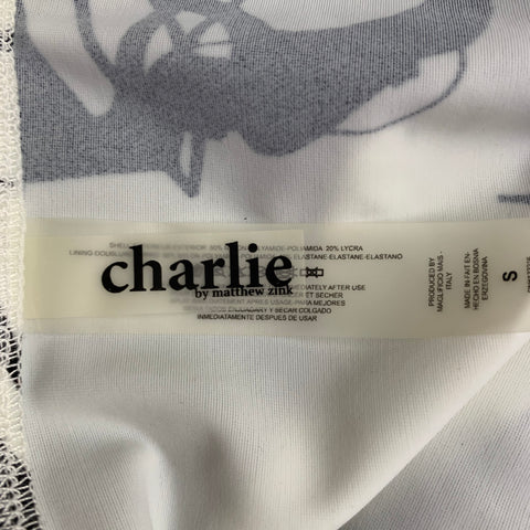 CHARLIE Size S White Black Abstract Nylon Blend Speedo