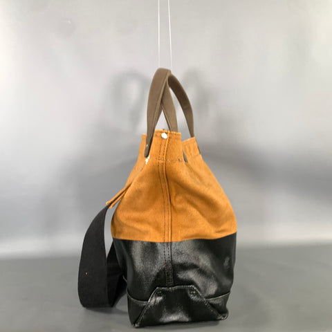 JACK SPADE Brown Black Waxed Cotton Tote Bag