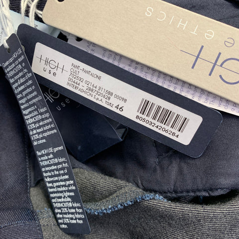 HIGH Size 10 Navy Cotton Blend Windowpane Zip Fly Casual Pants
