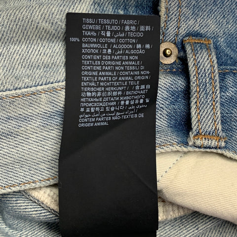 SAINT LAURENT Size 31 Blue Distressed Cotton Tapered Zip Fly Jeans