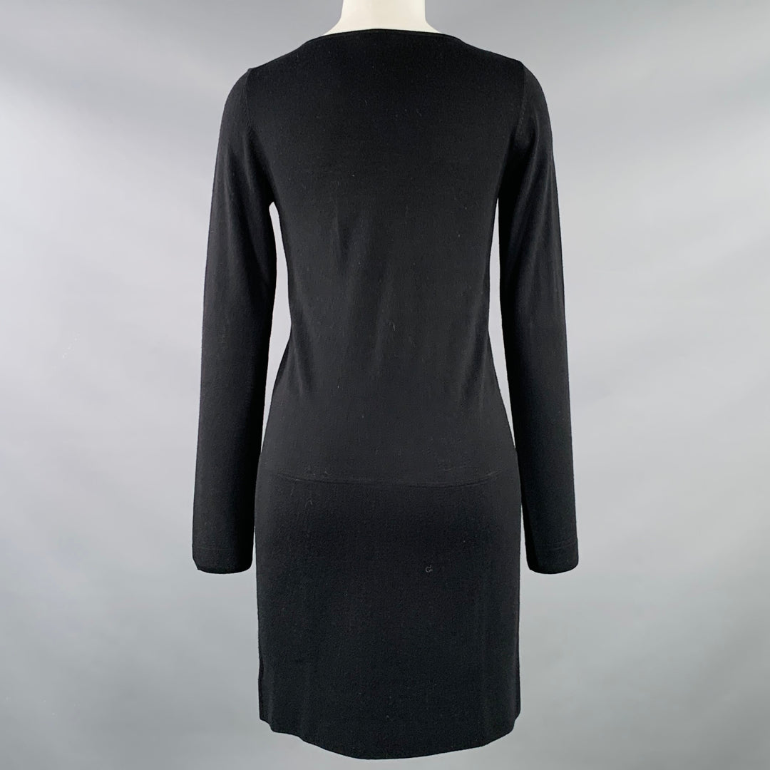 THEORY Size S Pazia Preen Black Wool Long Sleeve Above Knee Dress