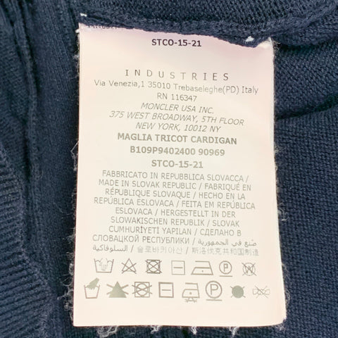 MONCLER Size M Navy Mixed Fabrics Cotton V-Neck Cardigan