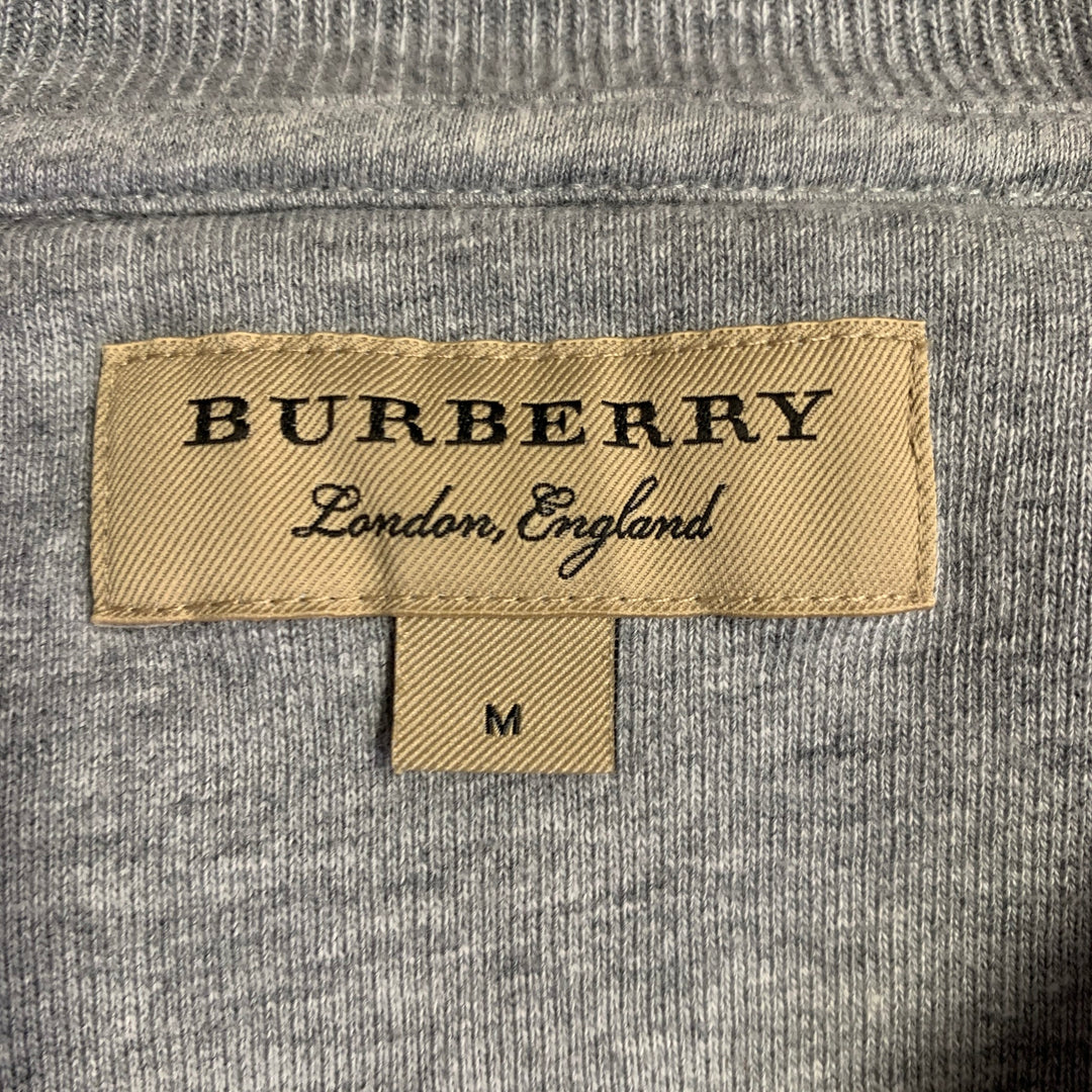 BURBERRY LONDON Size M Heather Grey Black Logo Cotton Blend Crew Neck Sweatshirt