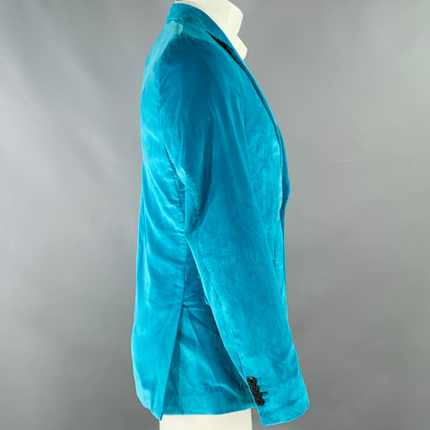 PAUL SMITH Size 38 Regular Blue Aqua Velvet Sport Coat