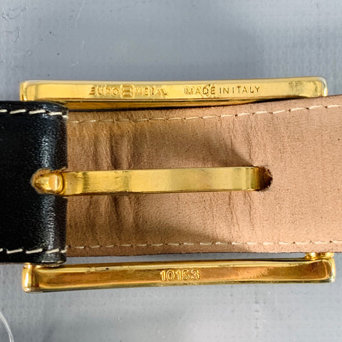 SAKS FIFTH AVENUE Size M Black Gold Studded Leather Belt