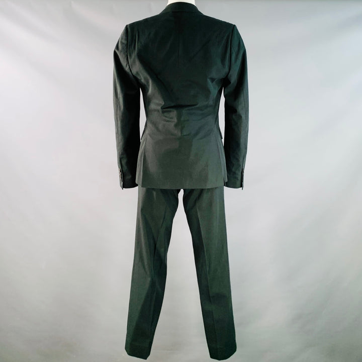 DRIES VAN NOTEN Size 34 Dark Green Cotton Twill Notch Lapel Suit
