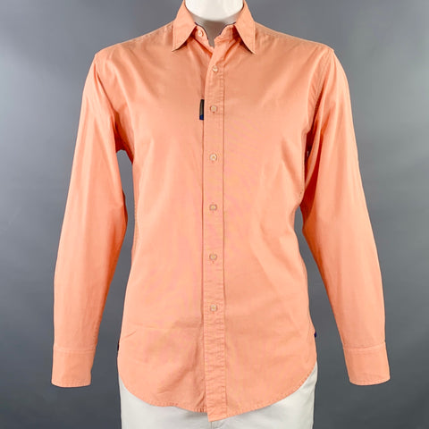 ROBERT GRAHAM Size L Pink Peach Embroidery Cotton Long Sleeve Shirt