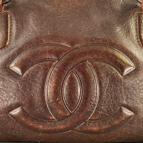 CHANEL Perfect Day FW 2007 Brown Gunmetal Quilted Calfskin Top Handles Handbag