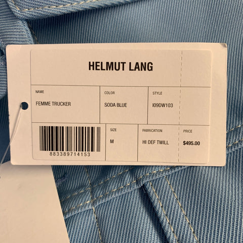 HELMUT LANG Size M Femme Trucker Soda Blue Cotton Blend Cropped Denim Jacket
