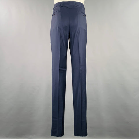 JOSEPH ABBOUD Chest Size 40 Navy Pinstripe Wool Single Breasted Suit