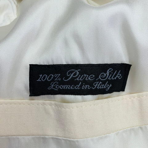 SAKS FIFTH AVENUE Size 48 Cream Silk Double Breasted Single Button Sport Coat