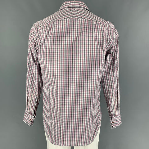 PAUL SMITH Size L White Black Burgundy Plaid Cotton Long Sleeve Shirt