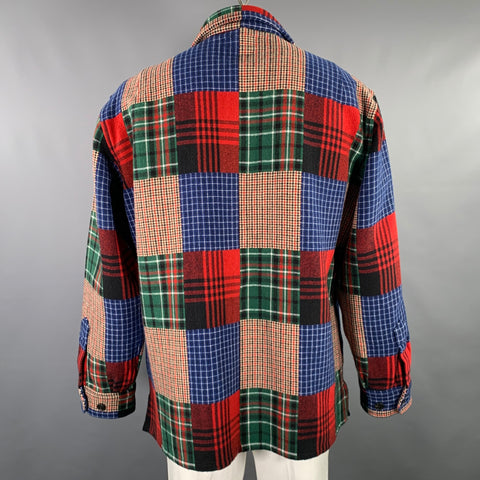 BEAMS PLUS Size XL Multi Color Patchwork Cotton Blend Jacket